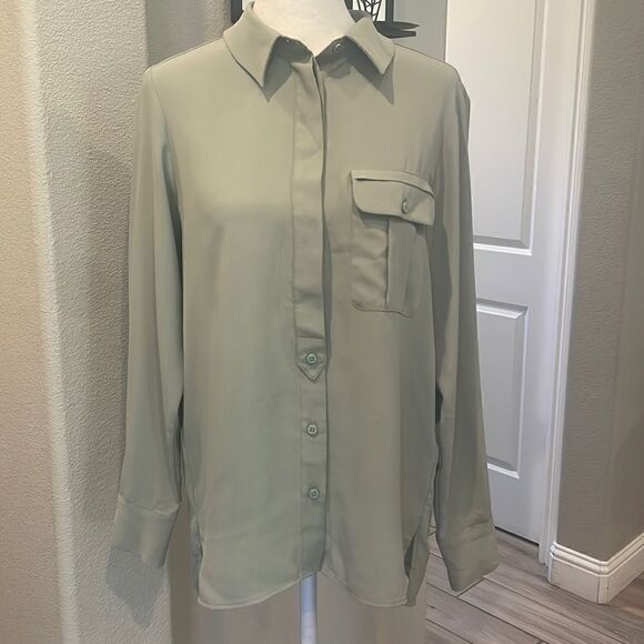 TopShop Long Sleeve Button Up Blouse Size 8 - Picture 1 of 6